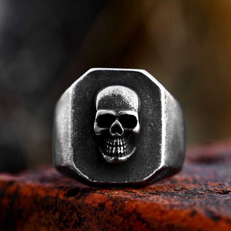 Kobine Men's Punk Distressed Skull Ring