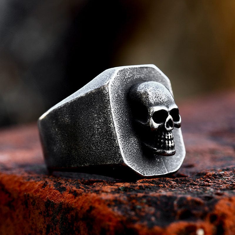 Kobine Men's Punk Distressed Skull Ring