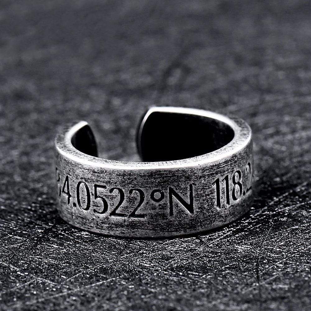 Men's Punk Horizon Latitude And Longitude Rings