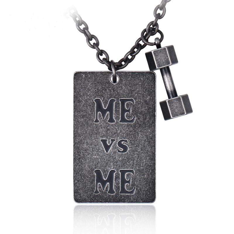 Men's Punk Letter Rectangle Necklace with Dumbbells
