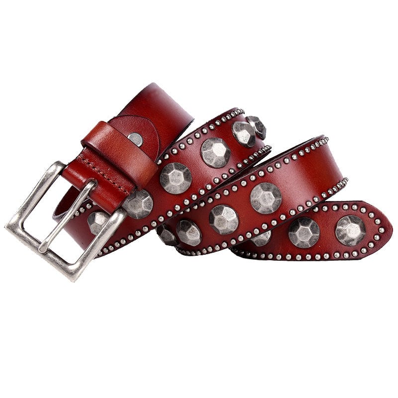 Kobine Men's Punk Pagoda Rivets Leather Belt
