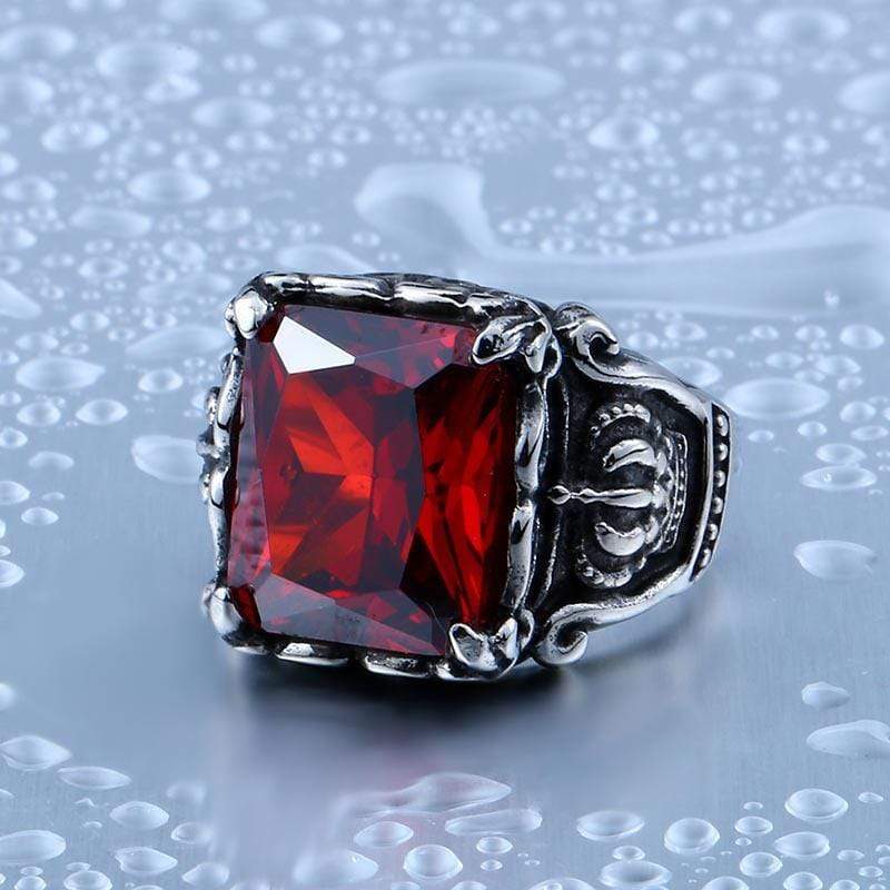 Men's Punk Rhinestone Crown Rings