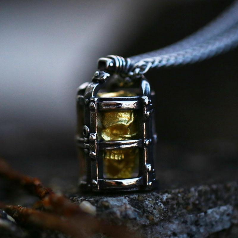 Men's Punk Skull Cage Necklace