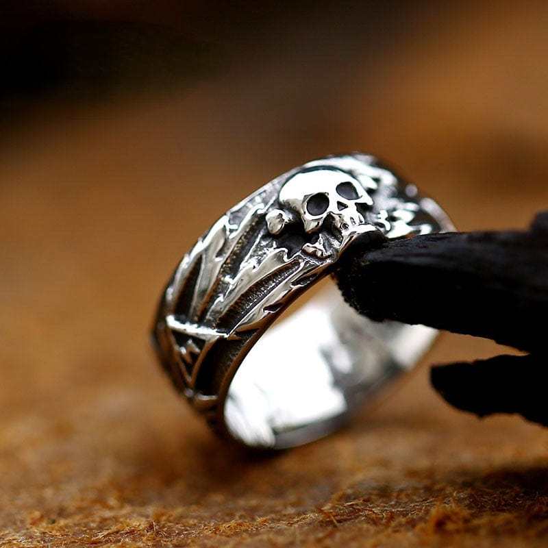 Kobine Men's Punk Skull Head Ring