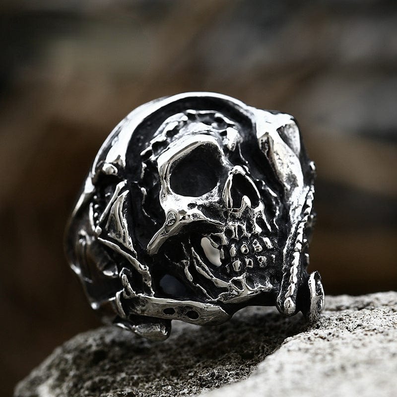 Kobine Men's Punk Skull Head Ring