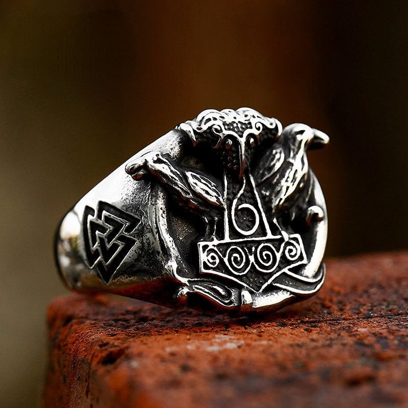 Kobine Men's Punk Viking Crow Ring
