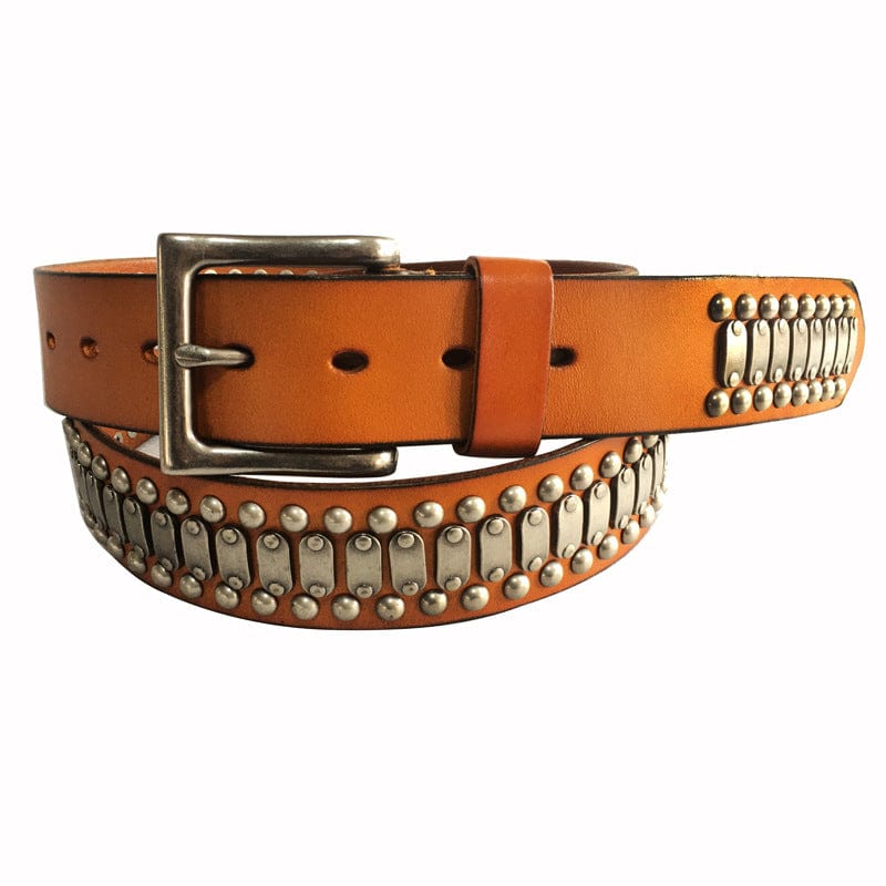 Kobine Men's Punk Vintage Rivets Leather Belt