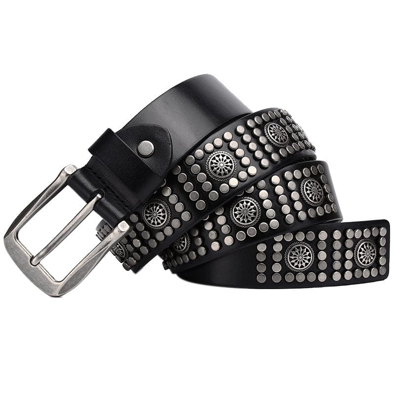 Kobine Men's Punk Vintage Rivets Leather Belt