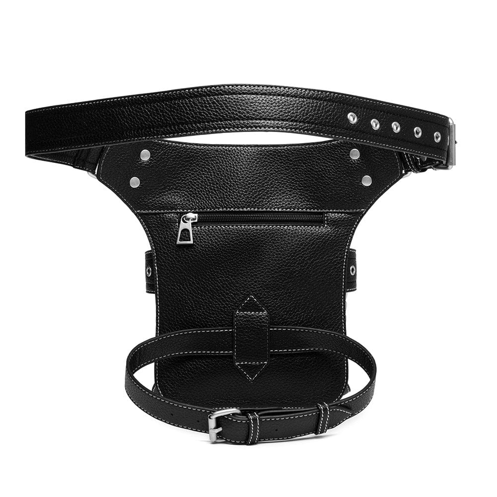 Kobine Men's Steampunk Buckles Chain Waist Bag