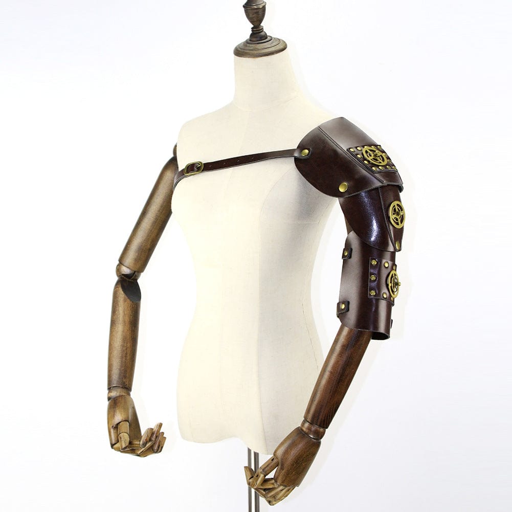 Kobine Men's Steampunk Gear Splice Arm Sleeves with Strap