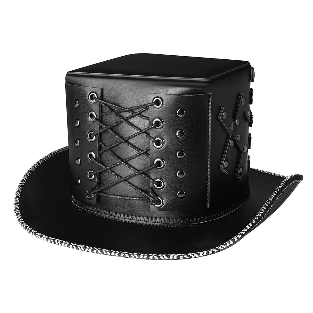 Kobine Men's Steampunk Nailed Faux Leather Hat