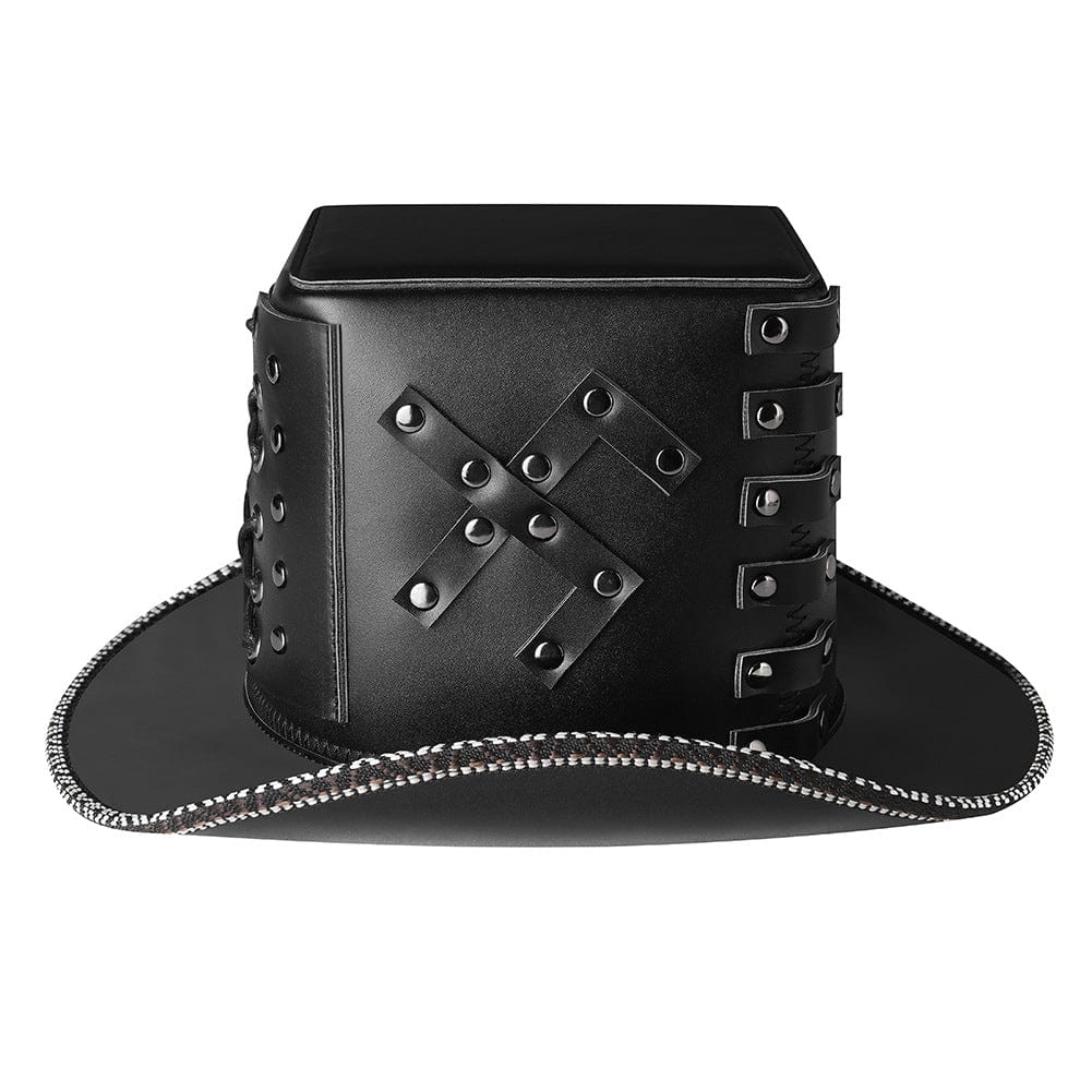 Kobine Men's Steampunk Nailed Faux Leather Hat