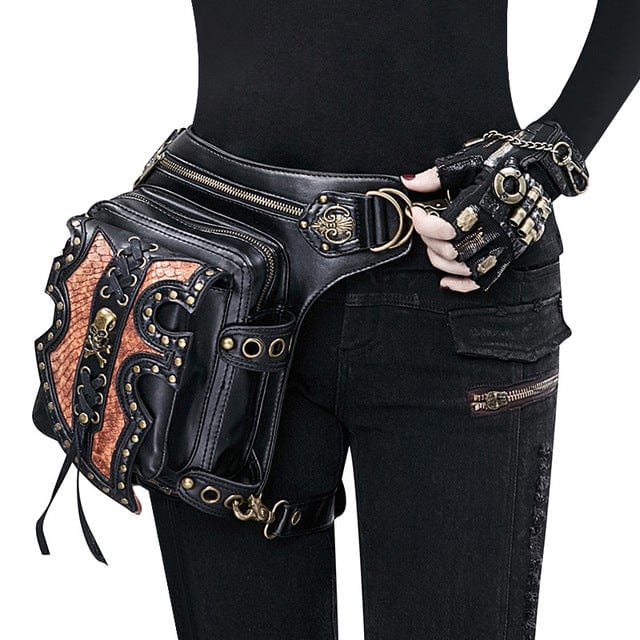 Kobine Steampunk Double Color Skull Waist Bag