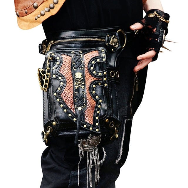 Kobine Steampunk Double Color Skull Waist Bag