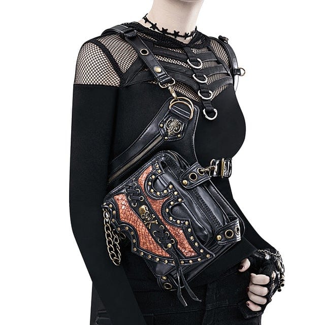 Kobine Steampunk Double Color Skull Waist Bag