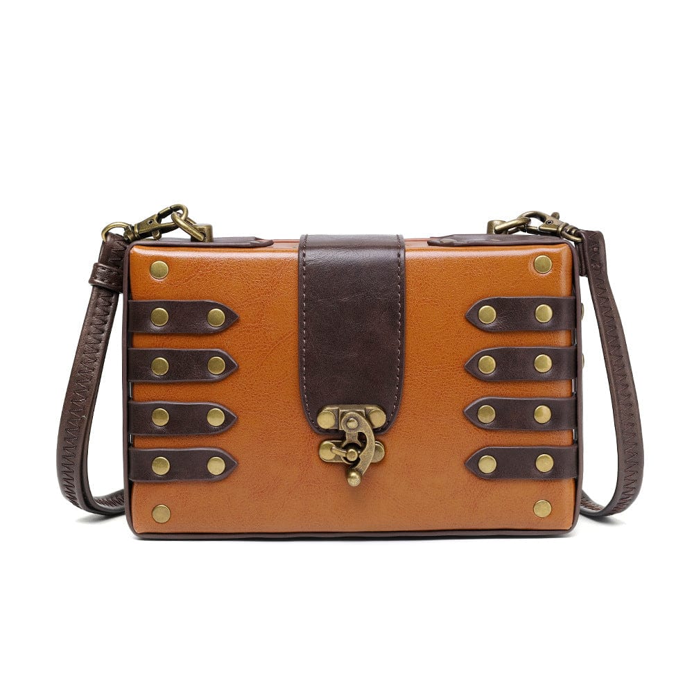 Kobine Unisex Steampunk Contrast Color Nailed Shoulder Bag