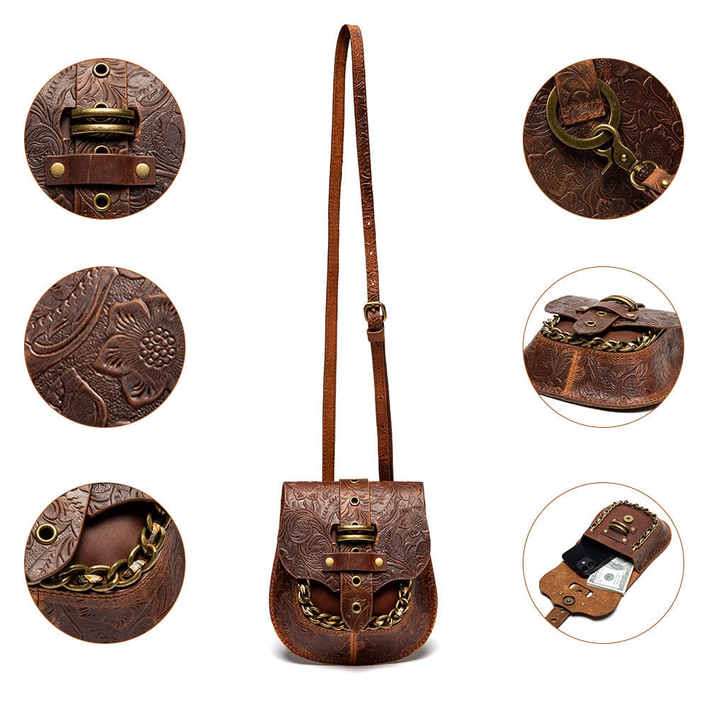 Kobine Unisex Steampunk Embossed Chain Bag