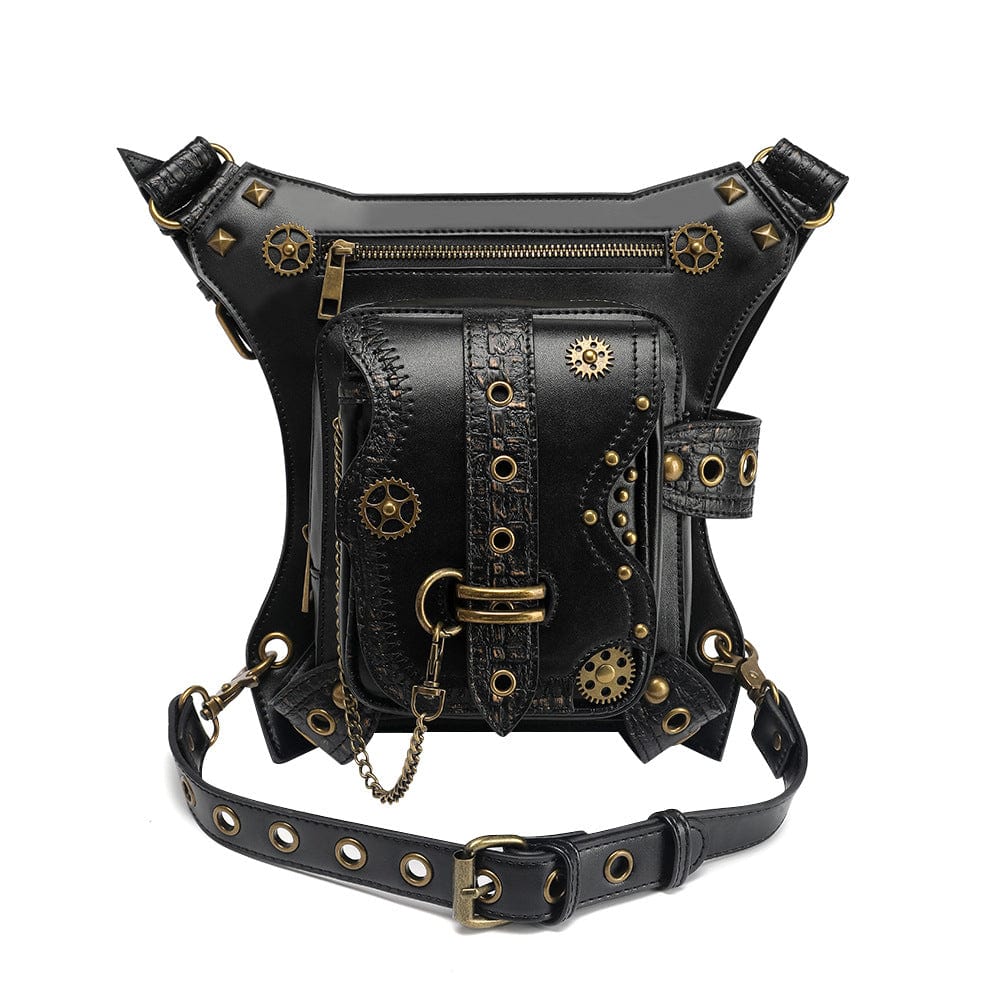 Kobine Unisex Steampunk Gears Nailed Waist Bag