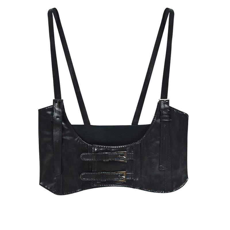 Kobine Women's Casual Long Shirts Dresses With Detachable PU Tank Tops