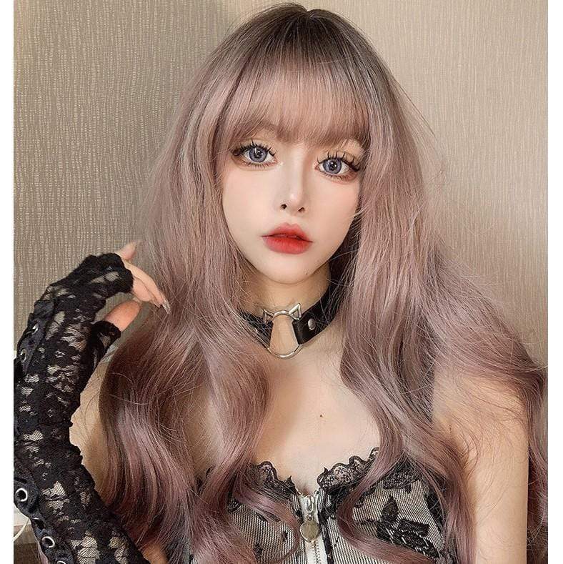 Kobine Women's Color Gradient Ripple Synthetic Hair Wig