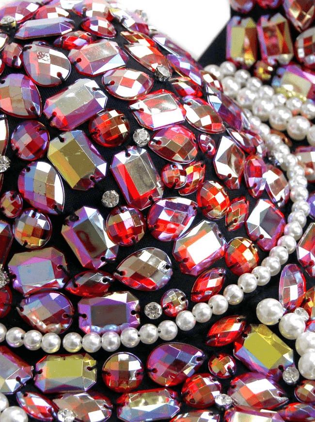 Women's Colorful Rhinestone Beaded Push Up Clubwear Bustier Crop Top Bra