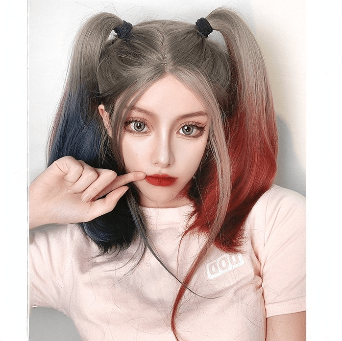 Kobine Women's Double Color Kinky Curly Synthetic Hair Wig