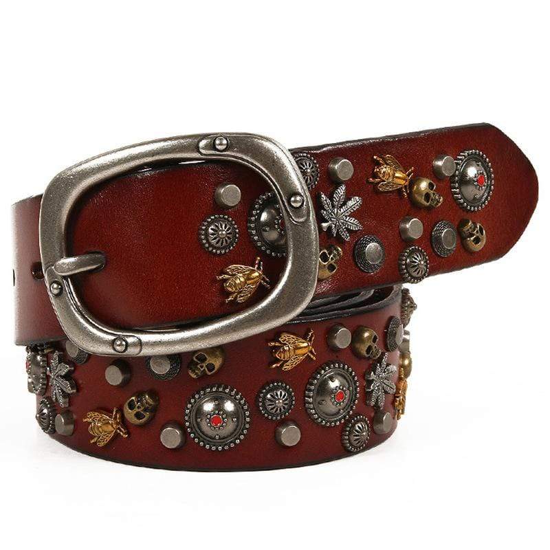 Men's Gothic Belts With Rivets of Skulls And Bees