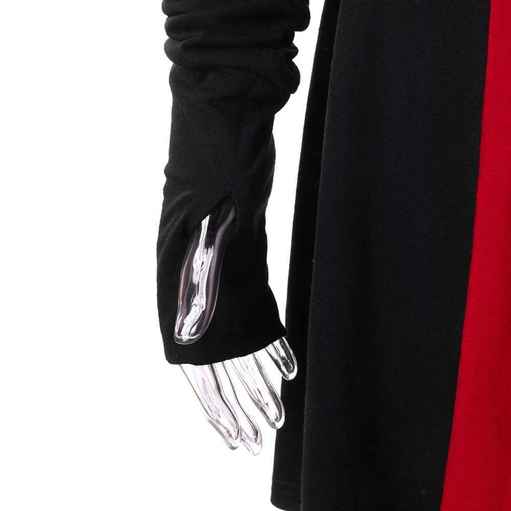 Kobine Women's Gothic Buckles Full Sleeved Hooded Irregular hem Cardigan Coats