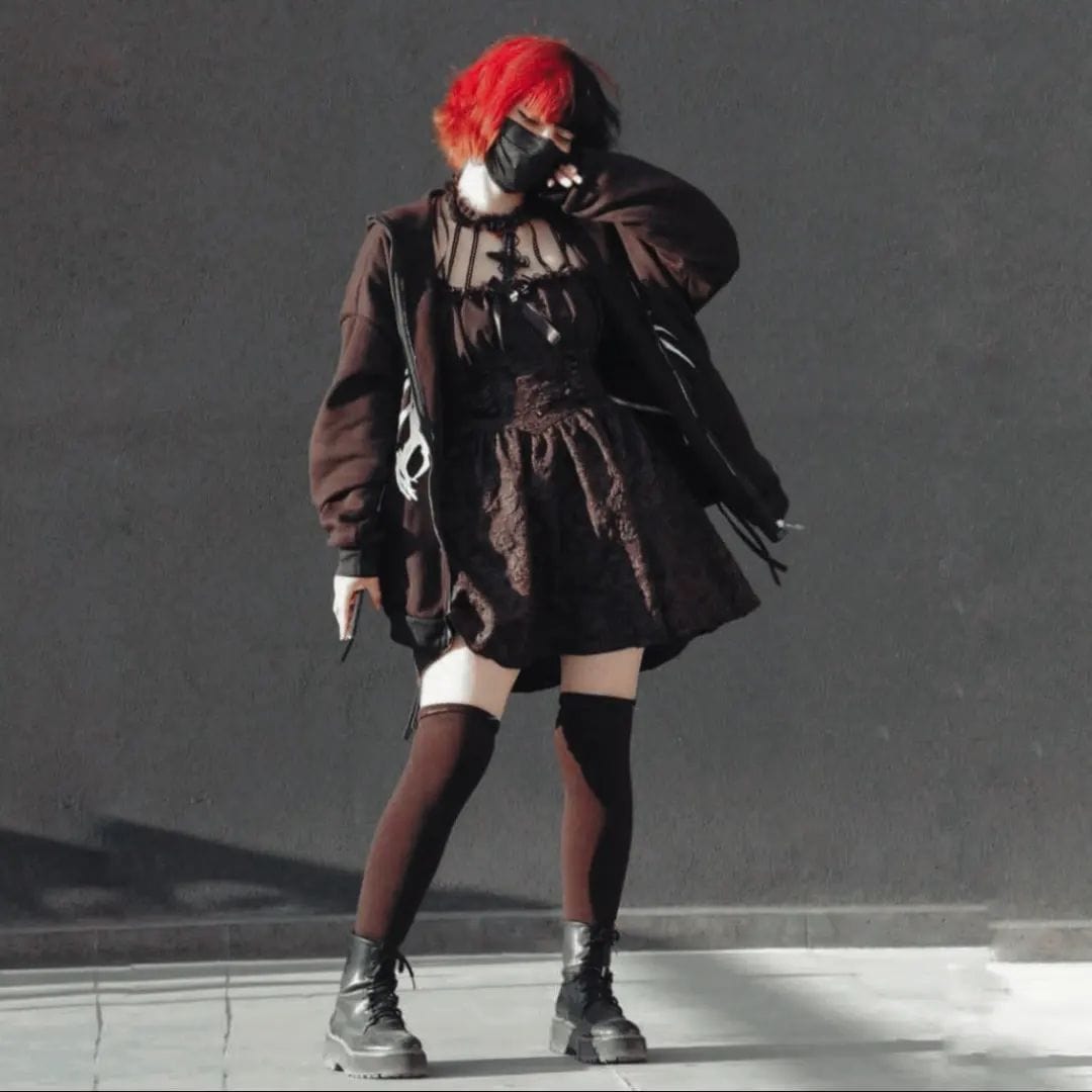 Kobine Women's Gothic Cross Bubble Halterneck Dress