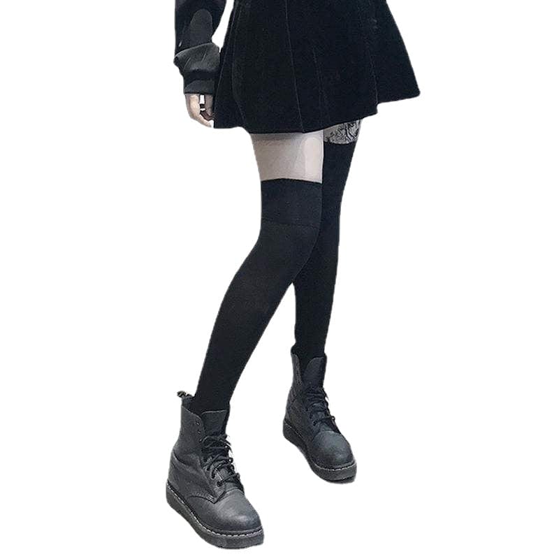 kobine Women's Gothic Fleece Thigh High Socks