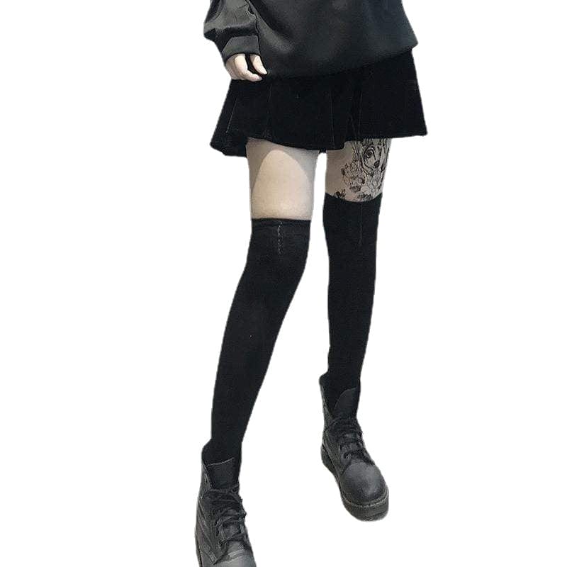 kobine Women's Gothic Fleece Thigh High Socks