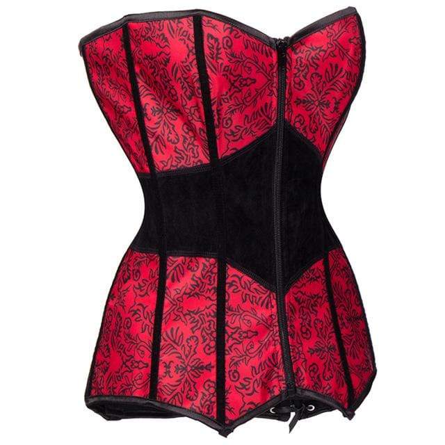 Women's Gothic Floral Printed Strappy Red Corsets