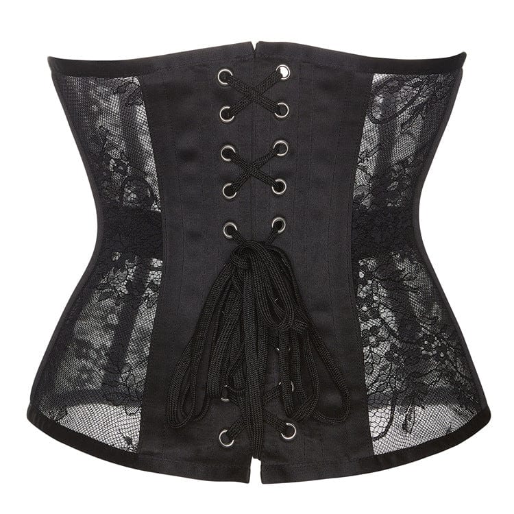 Kobine Women's Gothic Floral Satin Underbust Corset