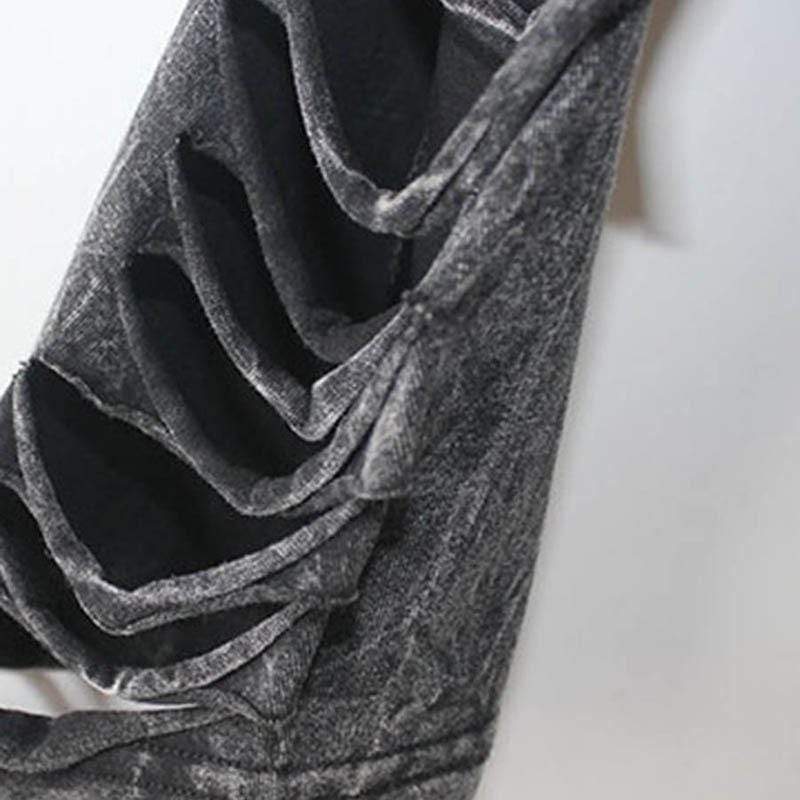 Women's Gothic Grunge Distressed Sleeveed T-shirt