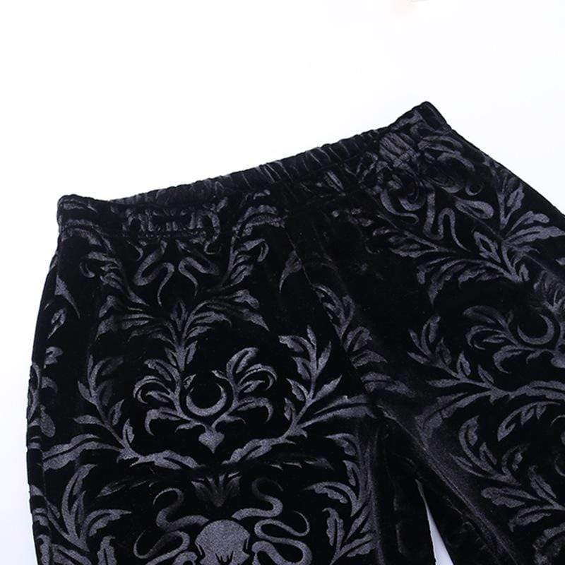 Women's Gothic Jacquard Velet Flared Trousers
