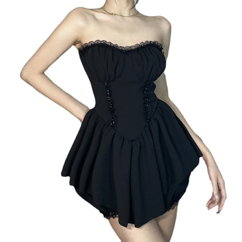 Kobine Women's Gothic Lace Off Shoulder Tank Top & Shorts