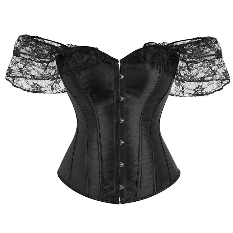 Kobine Women's Gothic Off Shoulder Lace Splice Overbust Corset
