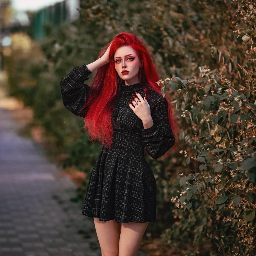 Kobine Women's Gothic Plaid High-waisted Dresses