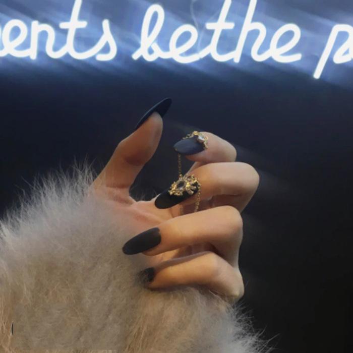 Kobine Women's Gothic Punk Cross Pearl Chain Nail Patch