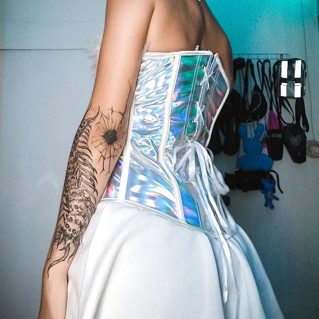 Kobine Women's Gothic Punk Halterneck Buckles Underbust Corset