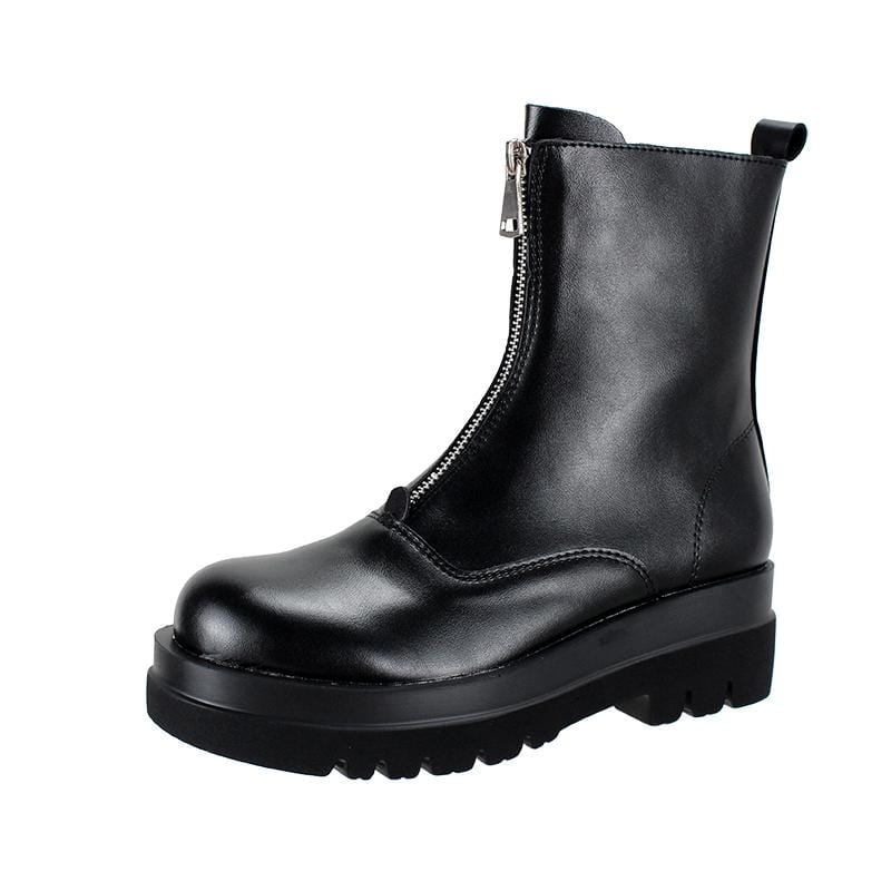 Kobine Women's Gothic Punk Zipper Chelsea Boots