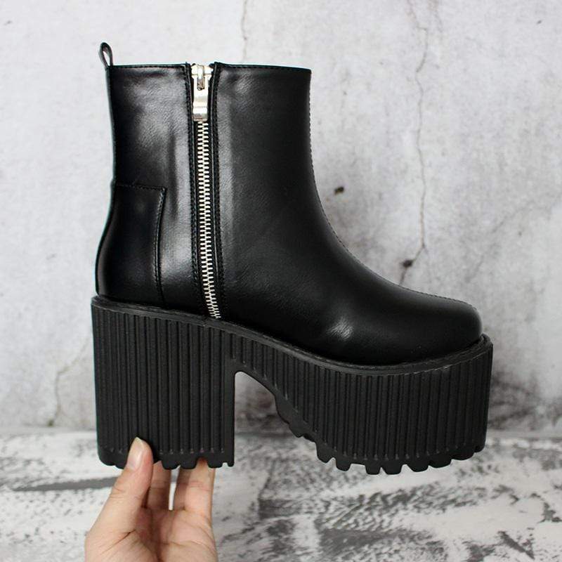 Kobine Women's Gothic Punk Zipper Platform Boots