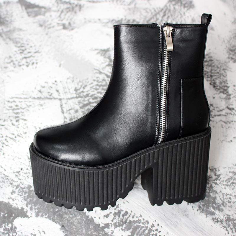 Kobine Women's Gothic Punk Zipper Platform Boots