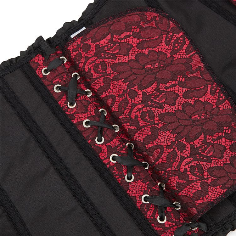 Kobine Women's Gothic Ruffled Floral Lace Overbust Corset