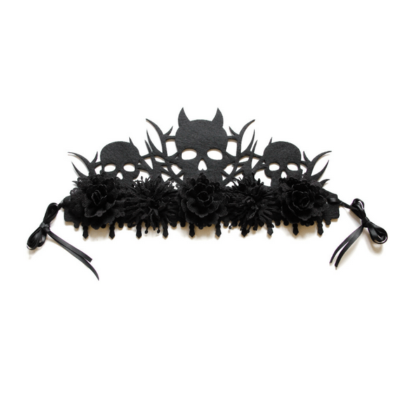 Kobine Women's Gothic Skull Cutout Floral Headwear