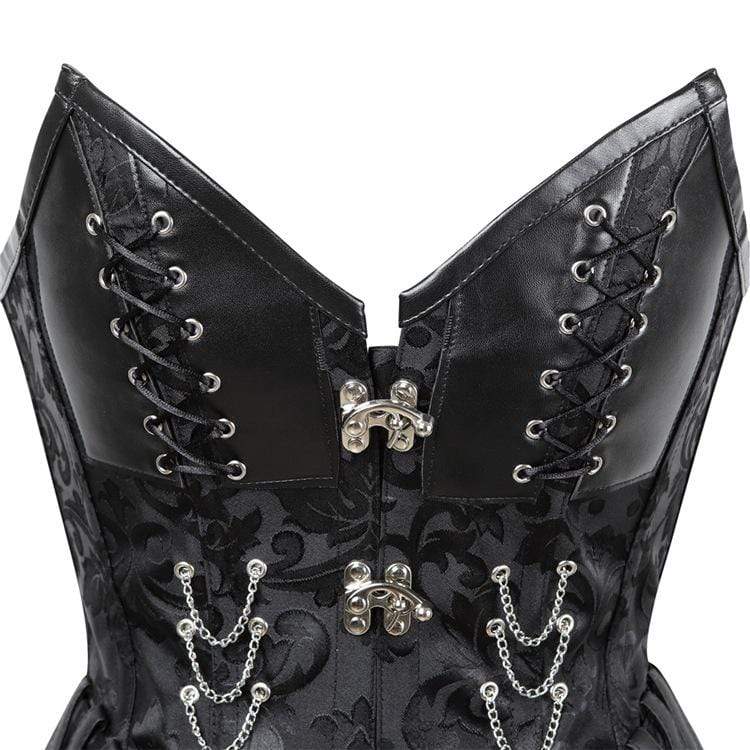 Women's Gothic Strappy Faux Leather Splicing Floral Corsets