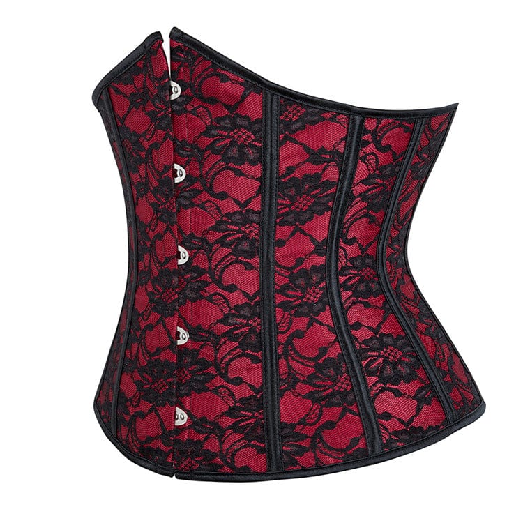 Kobine Women's Gothic Strappy Floral Lace Underbust Corset