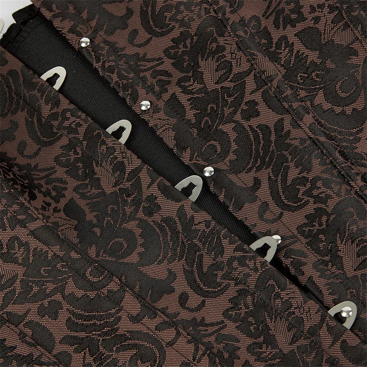 Kobine Women's Gothic Strappy Floral Printed Overbust Corset