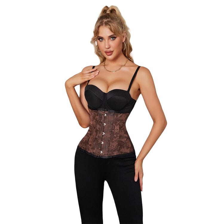 Kobine Women's Gothic Strappy Floral Printed Underbust Corset