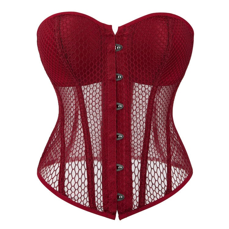 Kobine Women's Gothic Strappy Mesh Overbust Corset